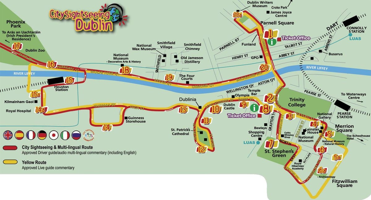 city sightseeing Dublin kartta