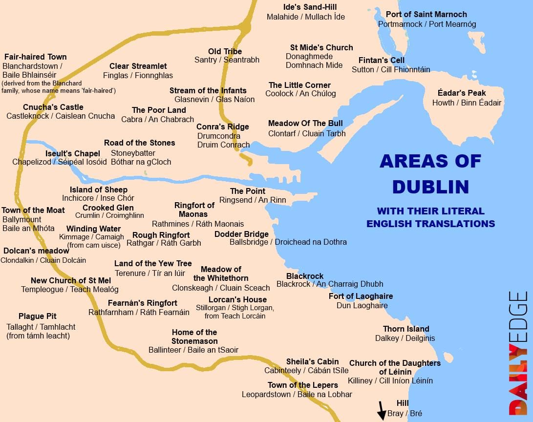 kartta Dublinin lähiöissä