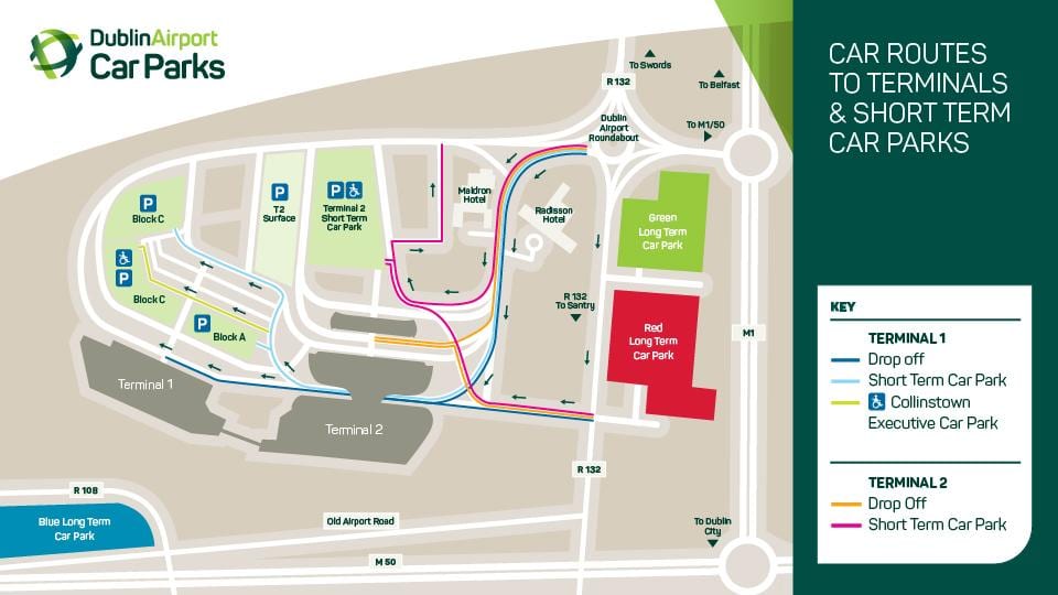 kartta Dublin lentokenttä terminaali 1