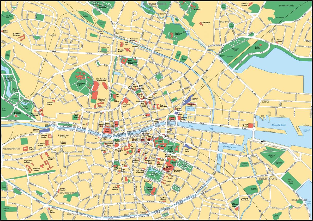 Dublinin keskustan kartta