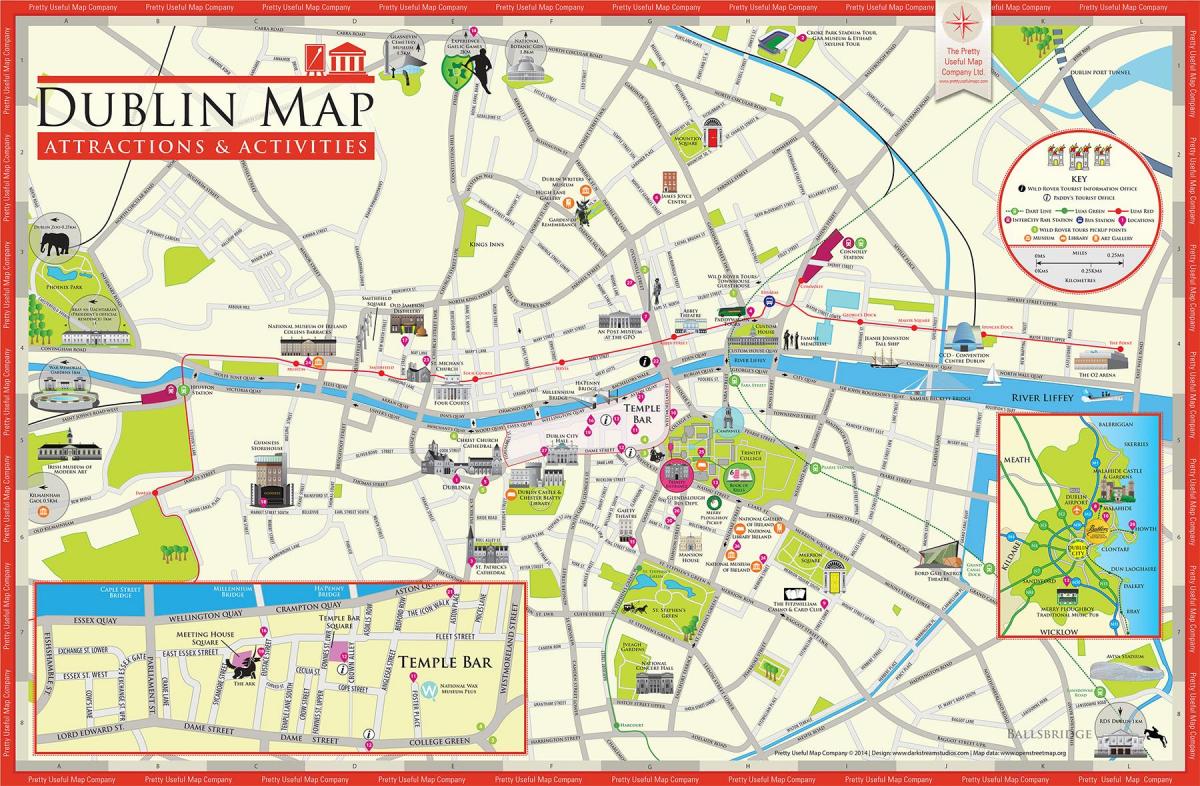 kartta Dublinin nähtävyydet